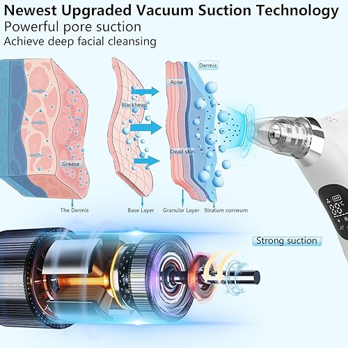 Miniatura 3 de Removedor de puntos negros, aspirador de poros de succión facial con compresa caliente y fría, iones positivos y negativos, removedor de puntos