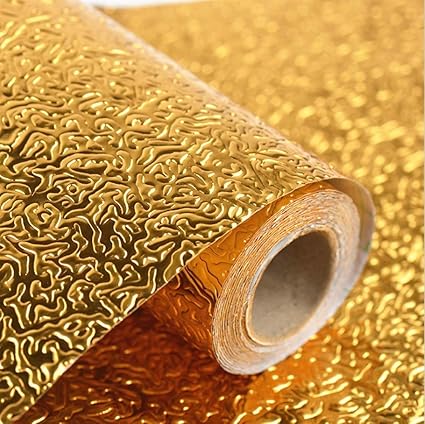 Ramus Waterproof, Oil-Proof Kitchen Aluminium Foil Paper with Self-Adhesive Sticker | Golden