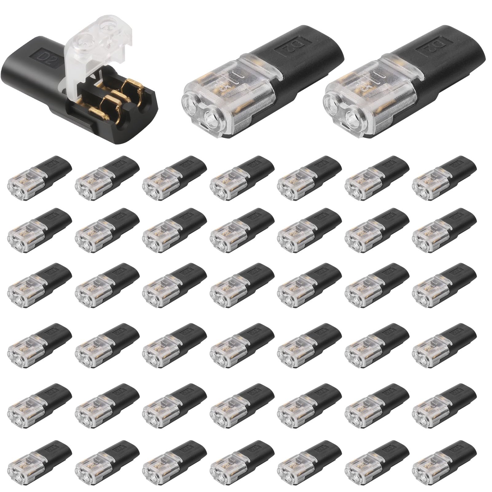 45 Piezas Conectores De Cable De Coche Impermeables 2 Pines 12 V Conectores De Conexión Rápida,Impermeables Y Resistentes Al Calor Para Cables 18-22 AWG Adecuado Para Coches,Camiones,Kayaks Y Barcos