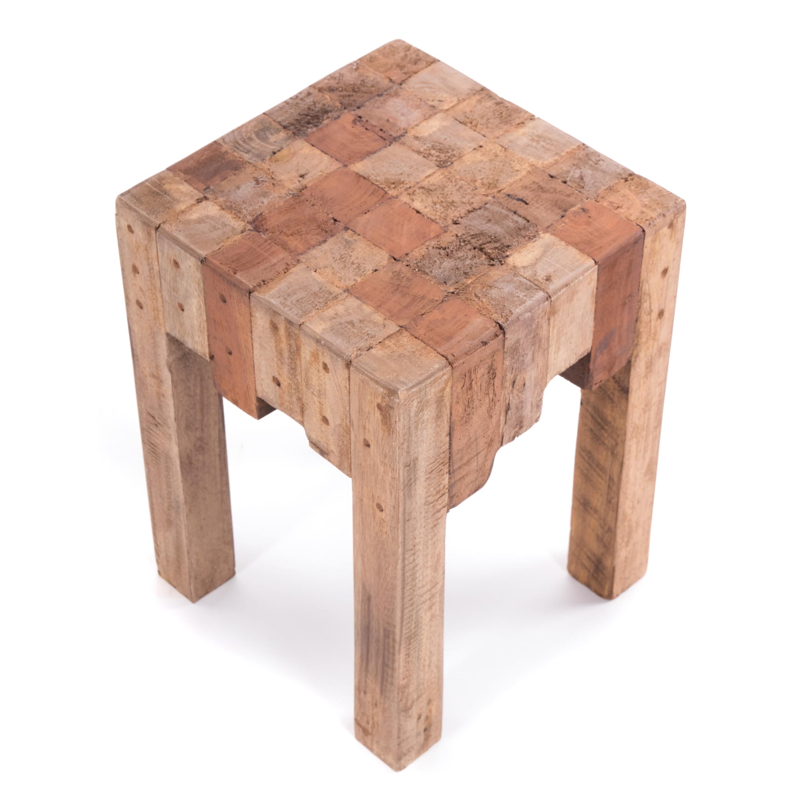 DESIGN DELIGHTS Tabouret en bois russe Nature | 40 x 30 x 30 cm (hauteur x largeur x profondeur), bois antique massif | tabouret en bois | couleur: 01 naturel vintage