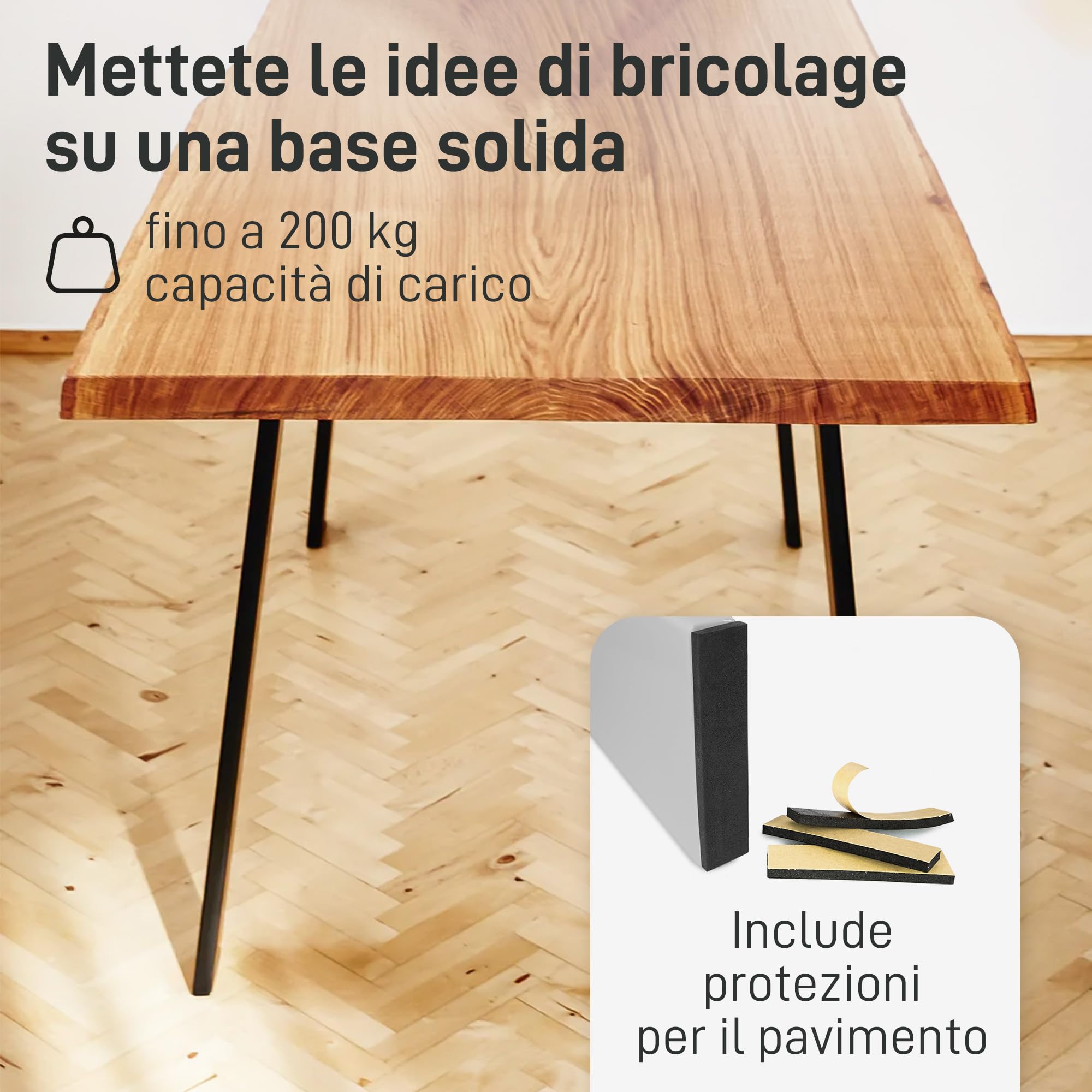 Natural Goods Berlin 2X Piedi per Tavolo Classic | Gambe per Tavolo in Metallo Bianco | Gambe per Mobili ideali per Progetti Fai da Te come Tavolo da Pranzo & Scrivania | Piedini 70/90 x 72 cm