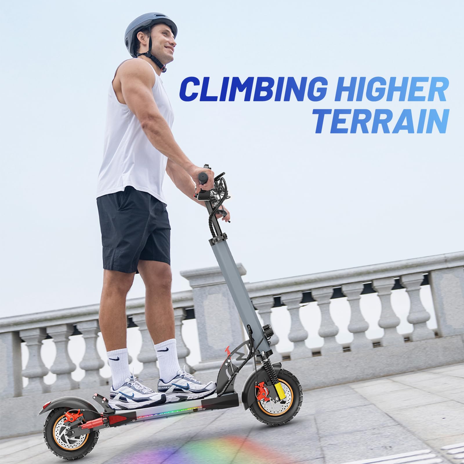 Patinete Eléctrico 500W, Batería 48V/12.5Ah, Autonomía 25-30KM, Velocidad Máx 25KM/H, Freno de Disco Doble Delantero y Trasero, Neumáticos de Aire 10", Plegable de Aluminio, Carga Máx 120KG, para Desp