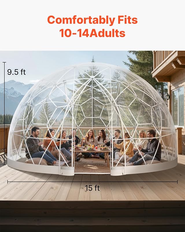 VEVOR Garden Dome Tent 15 x 9.5 ft Clear Bubble Tent House for 12-14 Person image 3