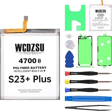 Battery Replacement for Samsung Galaxy S23+ Plus High Capacity 4700mAh EB-BS916ABY 0 Cycle Li-Polymer Battery for Samsung S23+ Plus with Complete Fix Tools Kit SM-S916B