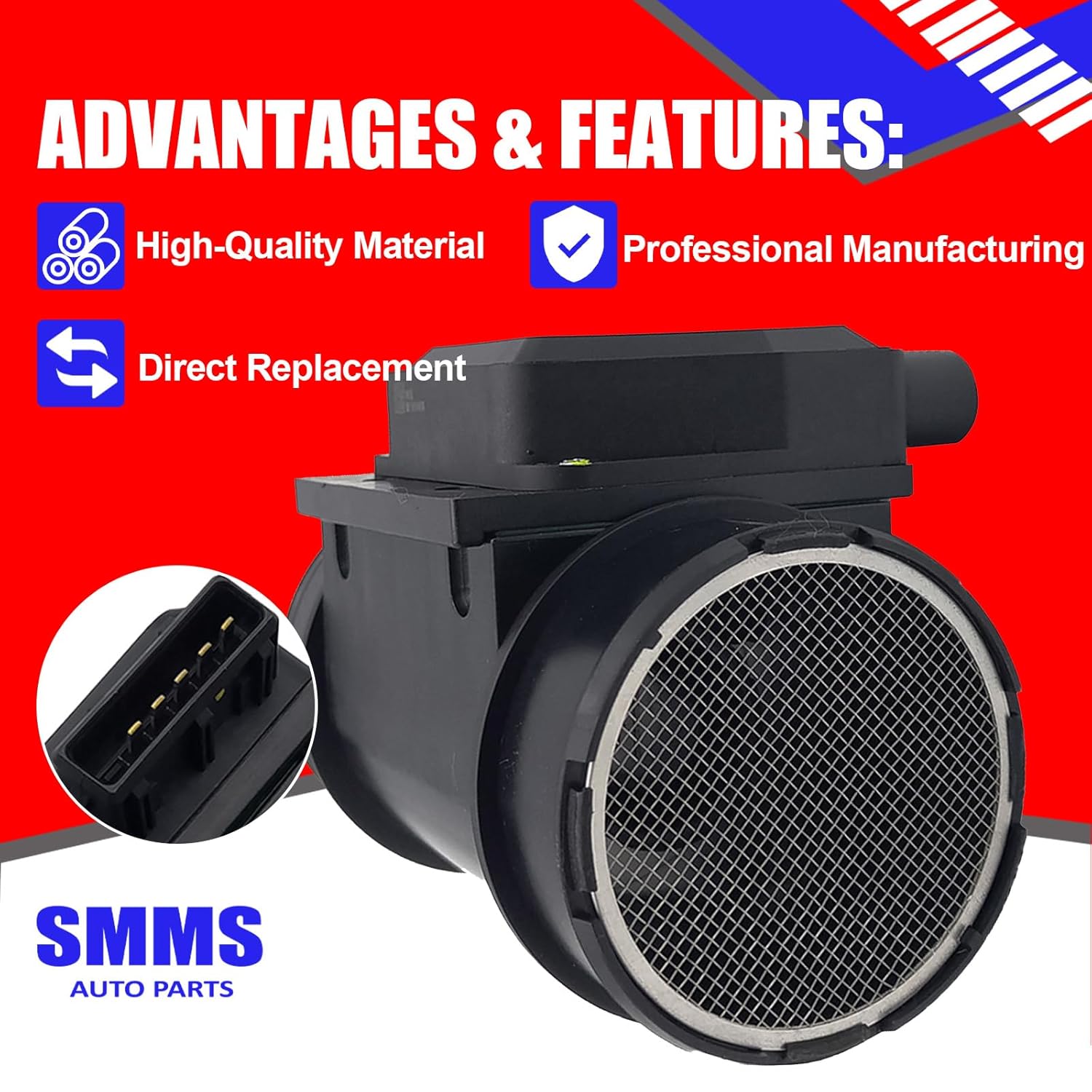 SMMS E5T50371 Mass Air Flow Meter for Mazda B2200 B2600 MPV 1989-1994, Replaces OE: G60113215A, G60113215, New