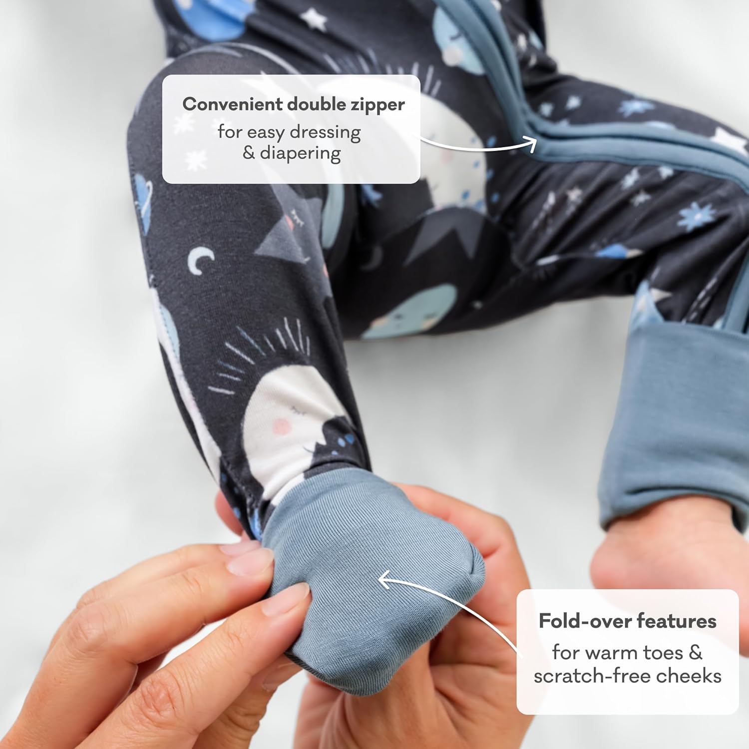 Little Sleepies Pajamas for Baby Boys & Girls, Viscose from Bamboo Baby Pajamas, Preemie & Newborn Sleepers, 2-Way Zipper PJs - Image 6