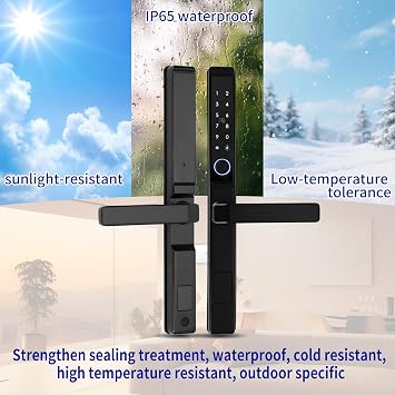 Sliding Door Smart Lock with Handle,Sliding Glass Door Lock with APP Control&Keys& Fingerprint& Password&IC Crad,5 Unlock Methods