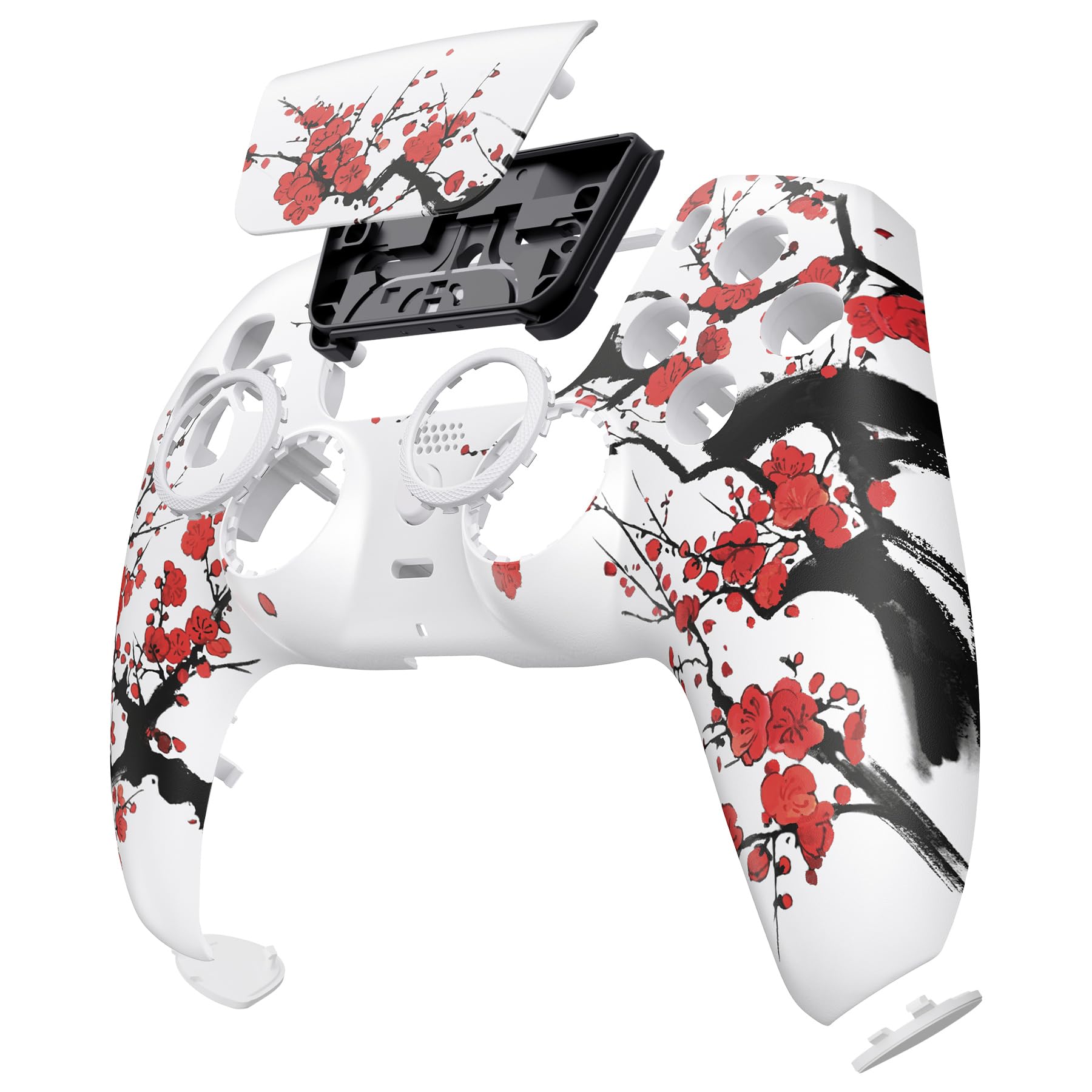eXtremeRate Luna Cover per ps5 Controller Joystick,Shell Frontale Touchpad Ricambio,Scocca Ridisegnata&Anelli per ps5 Joypad BDM 010/020/030/040/050-Fioritura Invernale