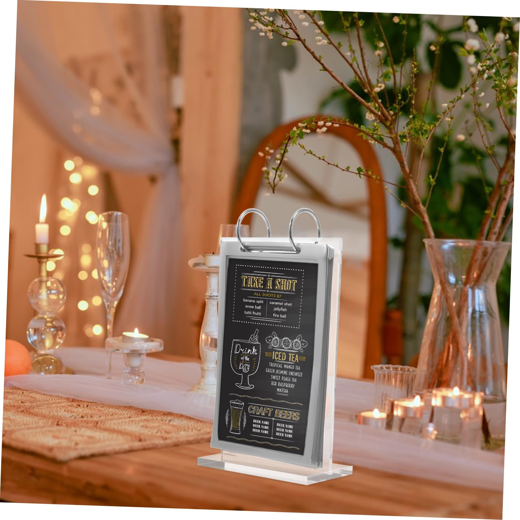 Sewroro 4piezas Soporte De Menú Abatible De Escritorio Con Base Estable Para Exhibición De Carteles y Menús Restaurantes y Eventos Transparente Vertical