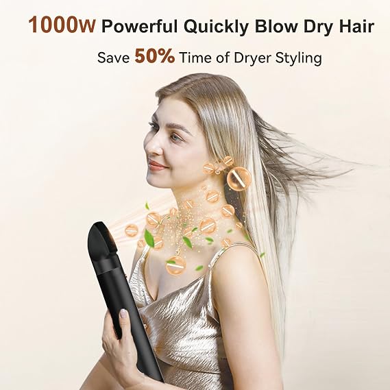 4 in 1 Rotating Hair Dryer Brush Spinning with Detachable Brush,Rotating Hot Air Brush for Curling,Straight,Drying