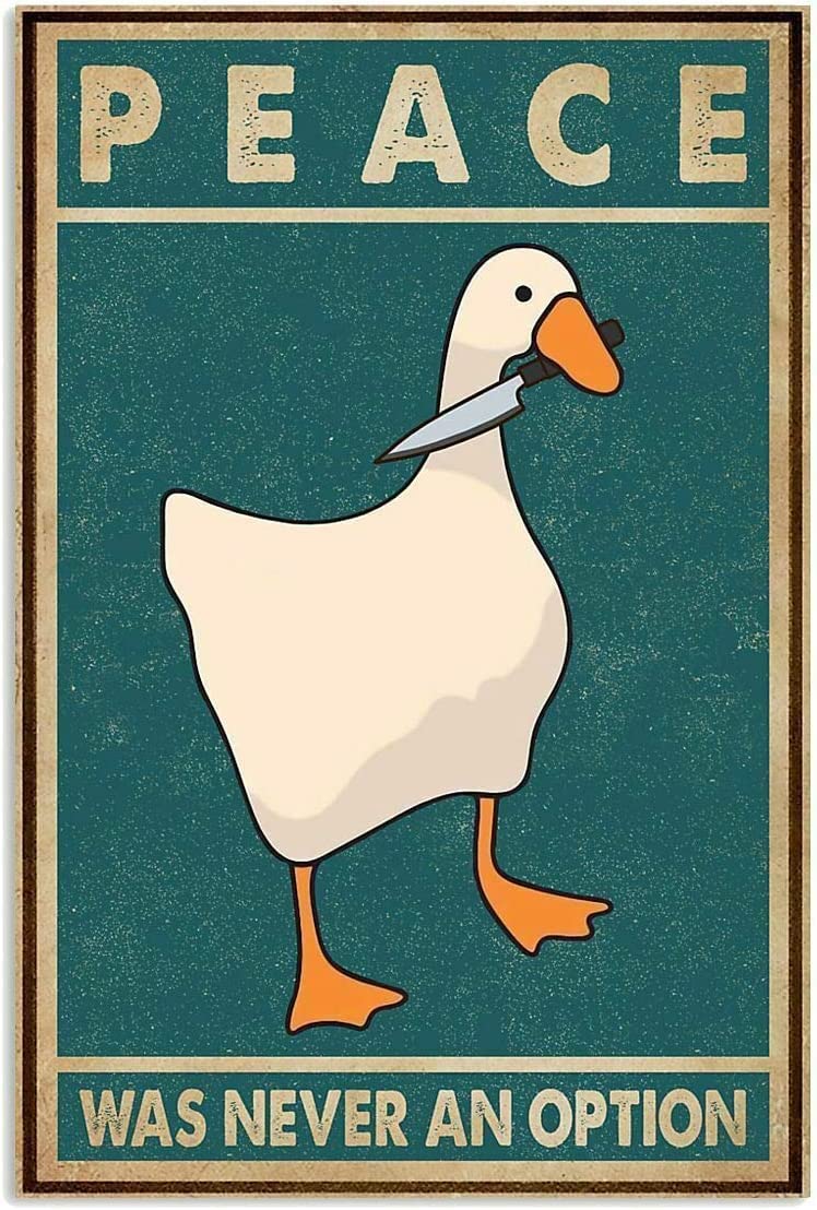 Nuboxx Yt_1 Funny Metal Signs Decor Peace Was Never An Option Duck Poster Metal Tin Sign Vintage Decoration Garage Home Garden Cafes Kitchen Wall Antique 8X12 Inch