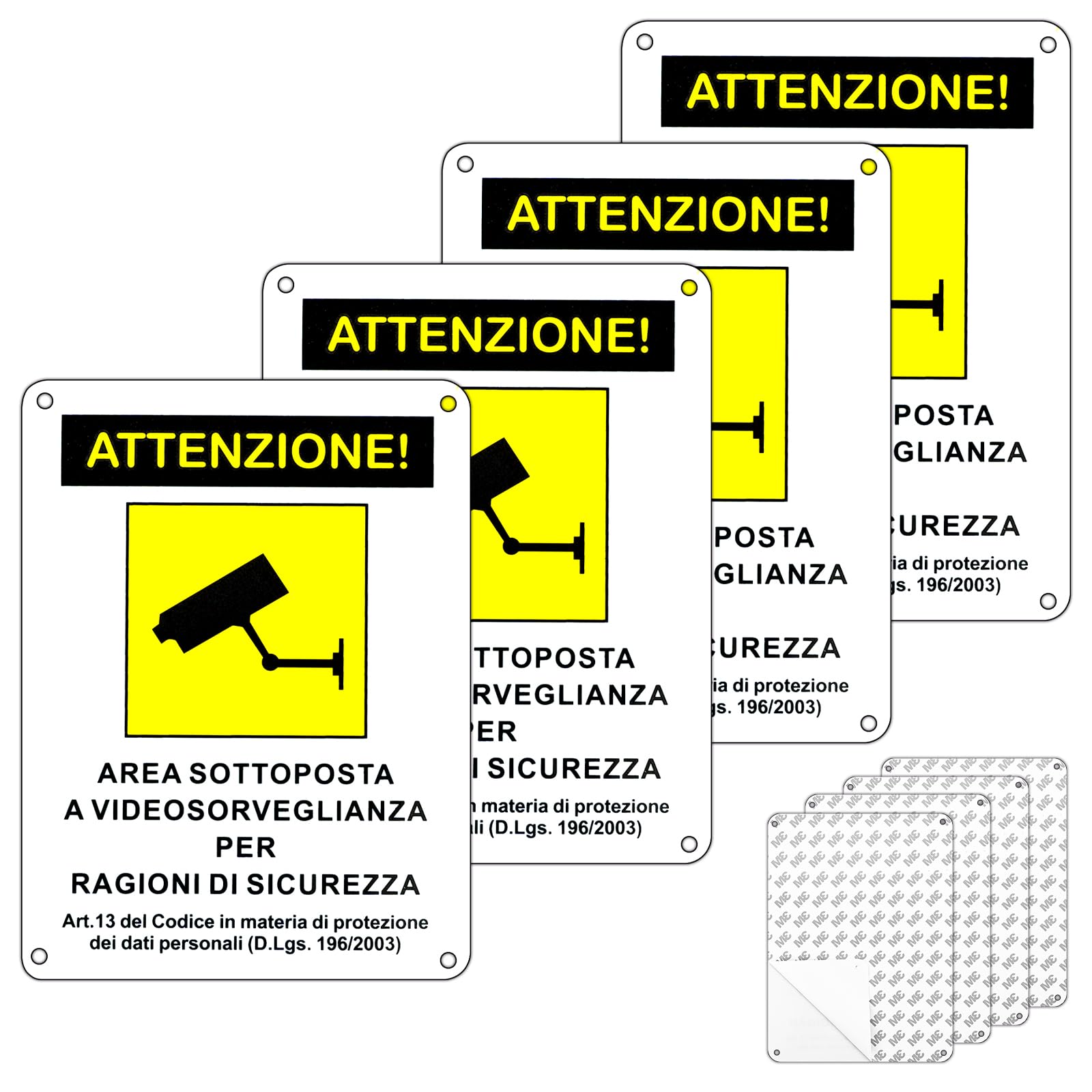 3 Cartelli Area Videosorvegliata GDPR - 20x15cm, PVC, Impermeabili, Con Adesivo 3M E Fori - Foto 3