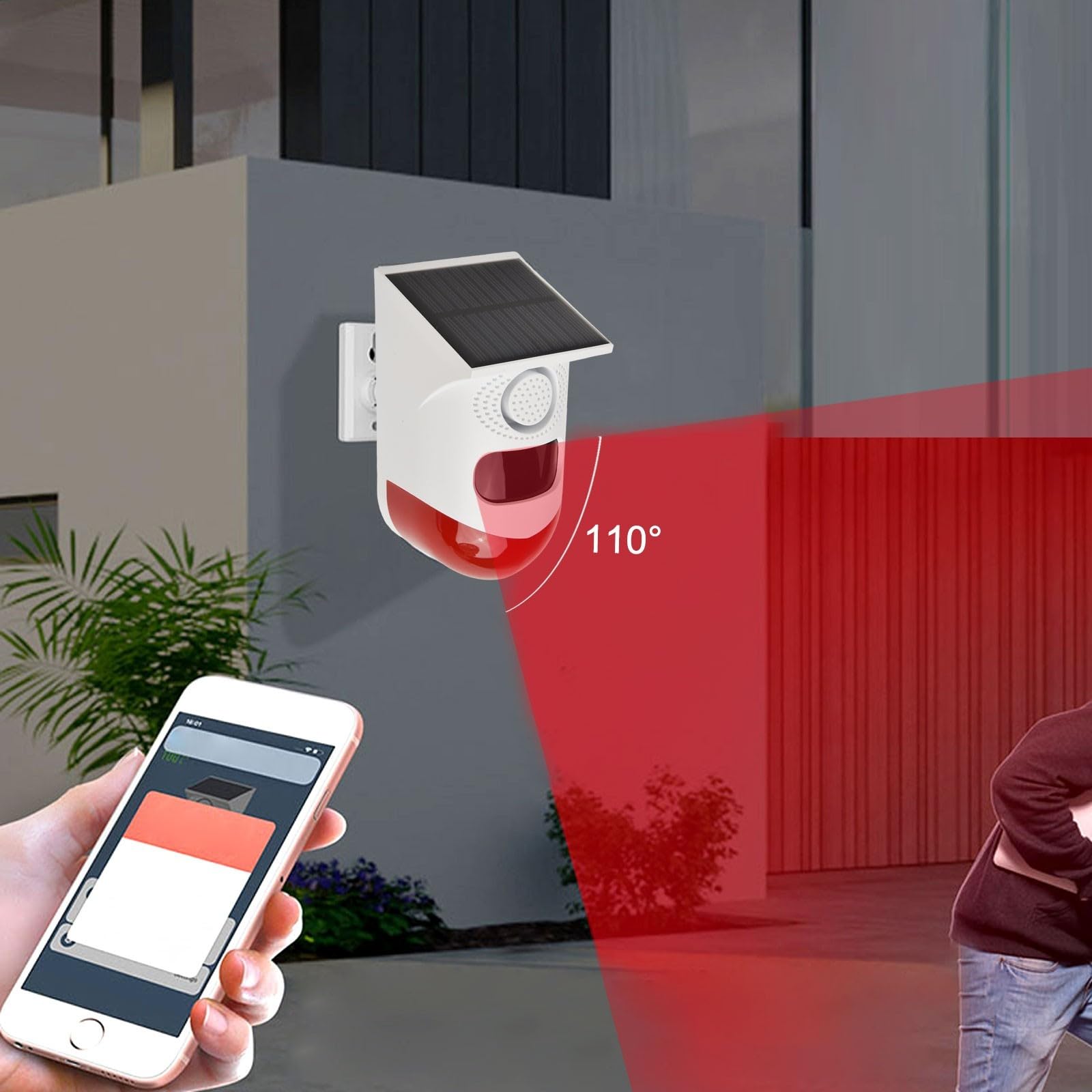 Bewegungsmelder Alarm Solar 120dB Fernbedienung 100m