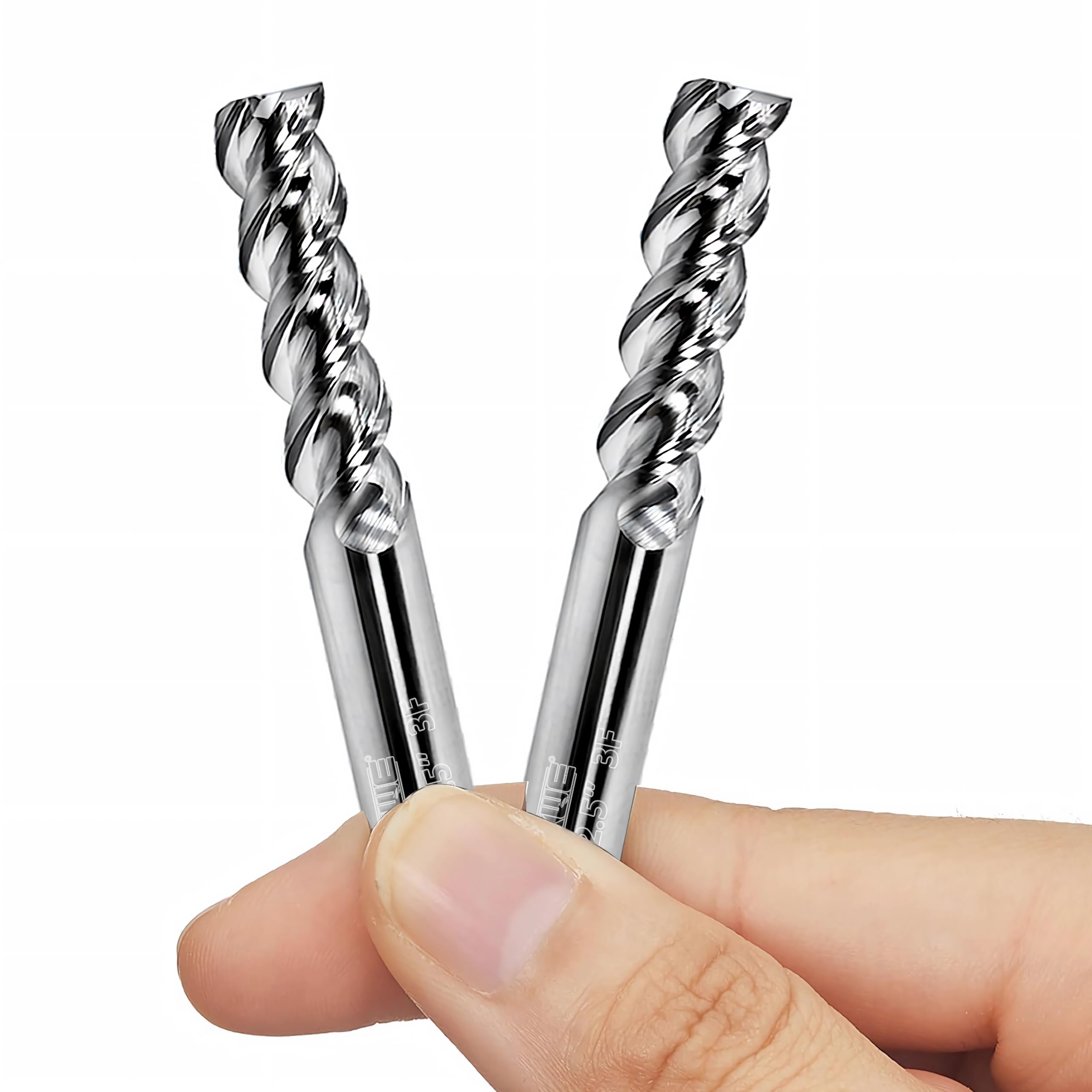 Frez z węglika wolframu do cięcia aluminium, frezowania powierzchni błyszczących, frez kwadratowy w kształcie litery U, 3 zestawy frezów rowkowych, trzpień, 6,35 mm (2 sztuki)