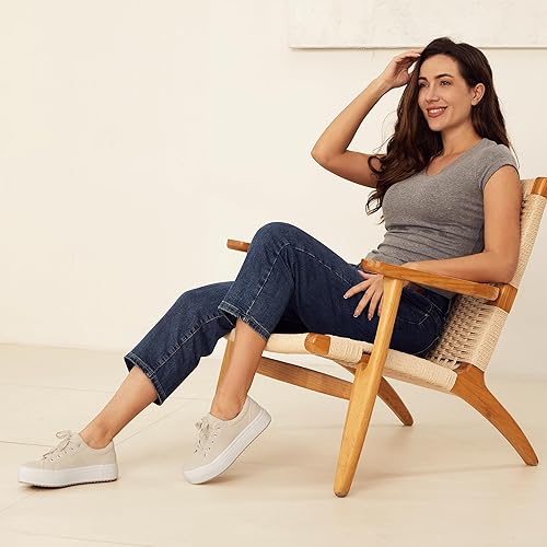 Miniatura 3 de JABASIC Zapatos deportivos de plataforma transpirables con cordones para mujer