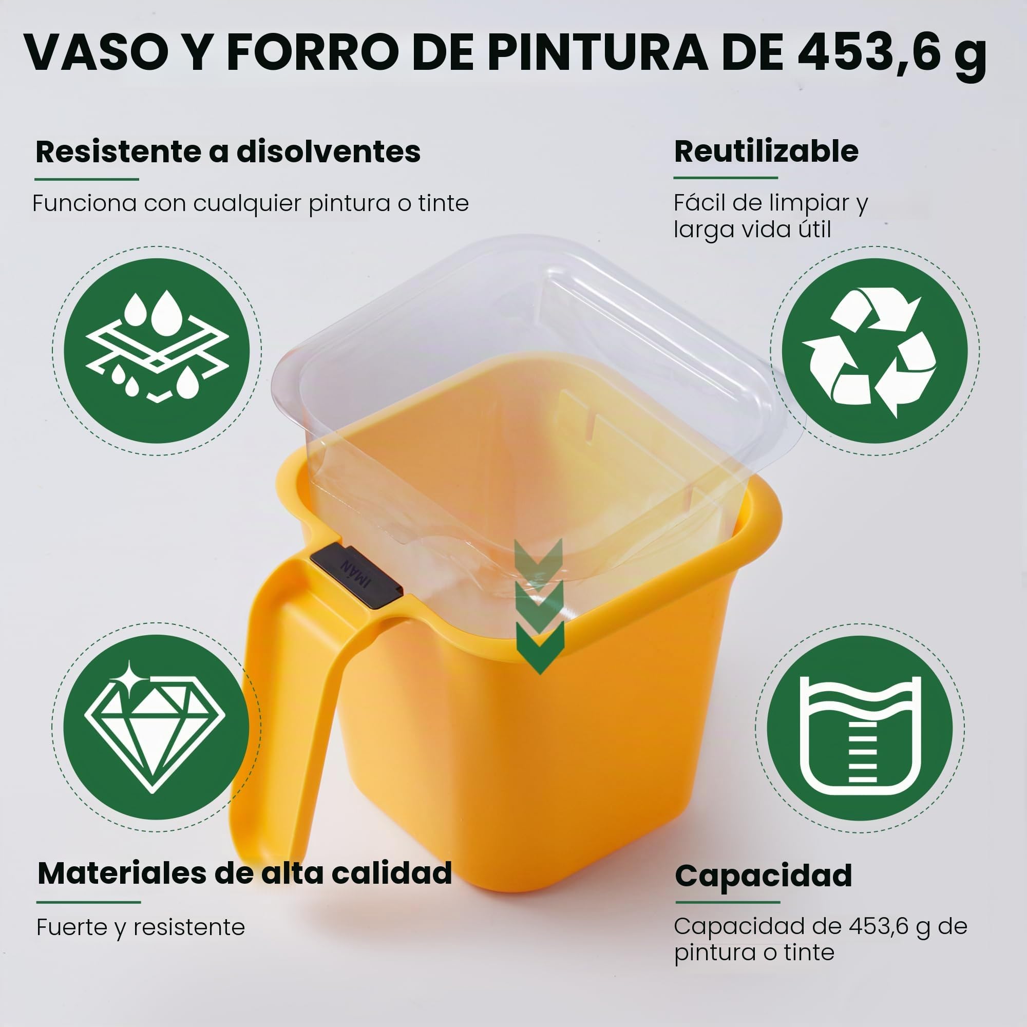 Voomey 15 cubos de pintura con capacidad para 16 onzas de pintura o manchas, taza de pintura, revestimiento de cubo de pintura, herramienta de pintura de recorte, para trabajos de acabado y