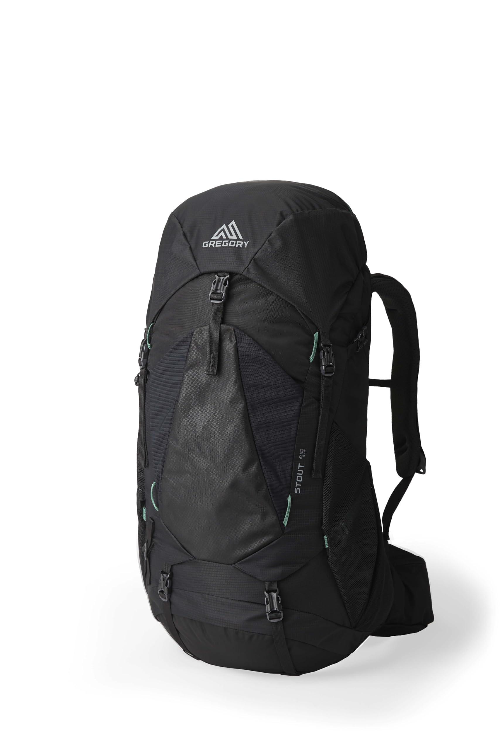 Gregory Trailflex - Stout 45 - Backpacking Backpack, 69 cm, 45 L, 1.34 KG, Backpacking Pack with Adjustable Fit for Men, Hydration Compatible, Rain Cover Included, Black (Forest Black)