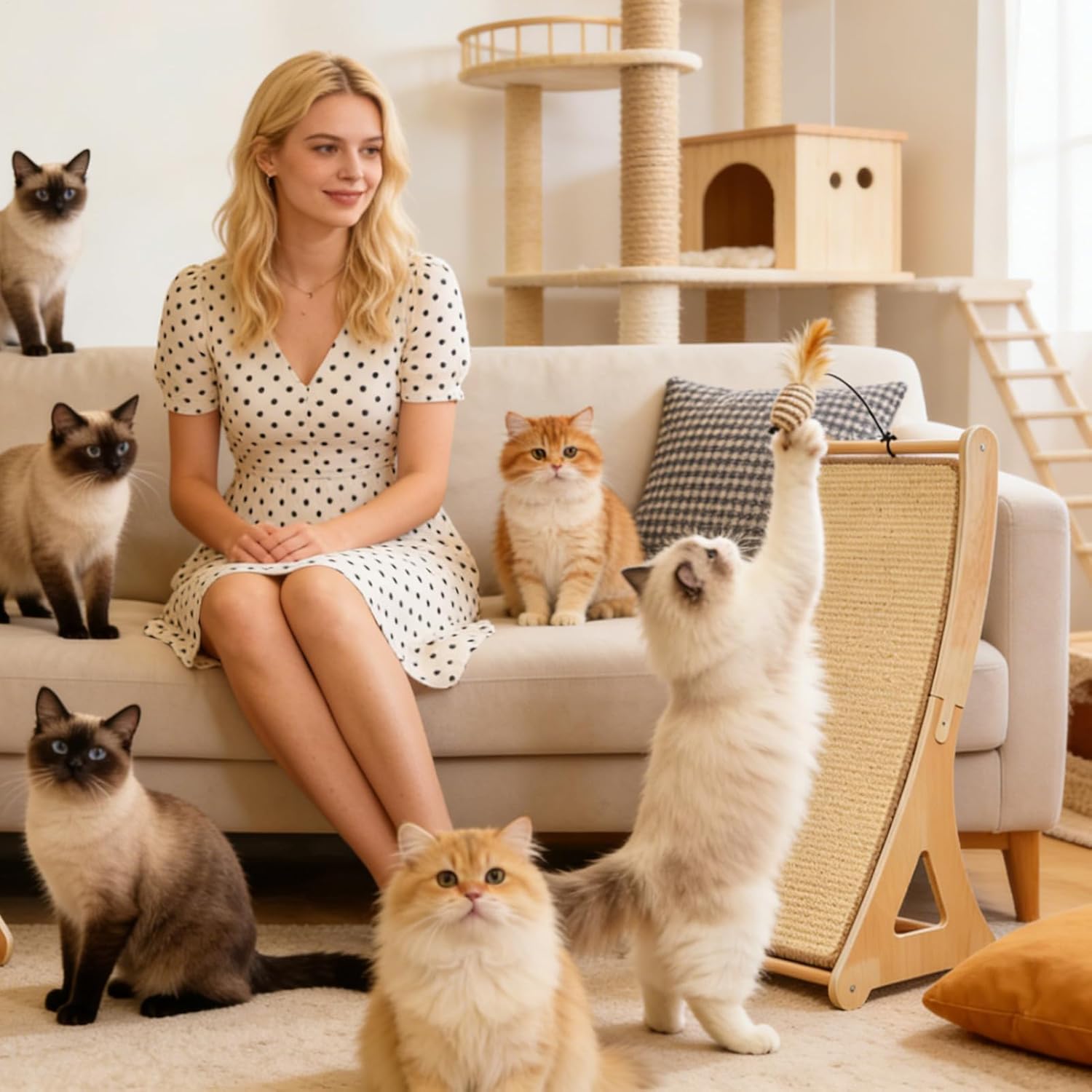 Cat Scratching Pads, Interactive Boredom Relief Cats, 12 Inches Sisal Scratching Ramp, Sturdy Cardboard Cat Scratcher, Indoor Pet Activity Board for Kittens Rabbits Puppies, Floor Play for Home