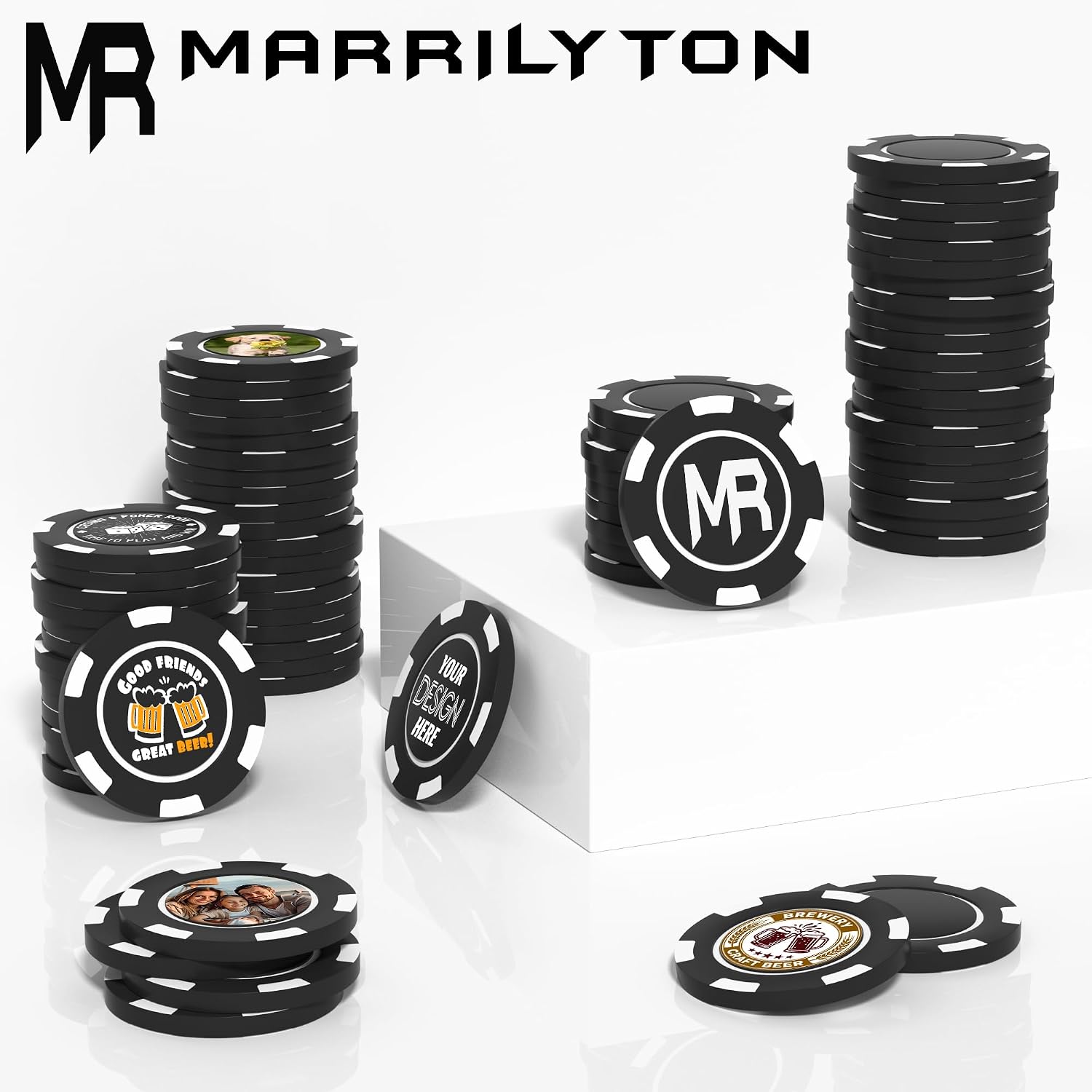 100-1000Pcs Custom Poker Chips for 9 Colors, Drink Chips for Bar UV Full Color Printed with Logo/Text, Personalized Custom Tokens for Bar, Business Cards, Corporate Events and Promotions