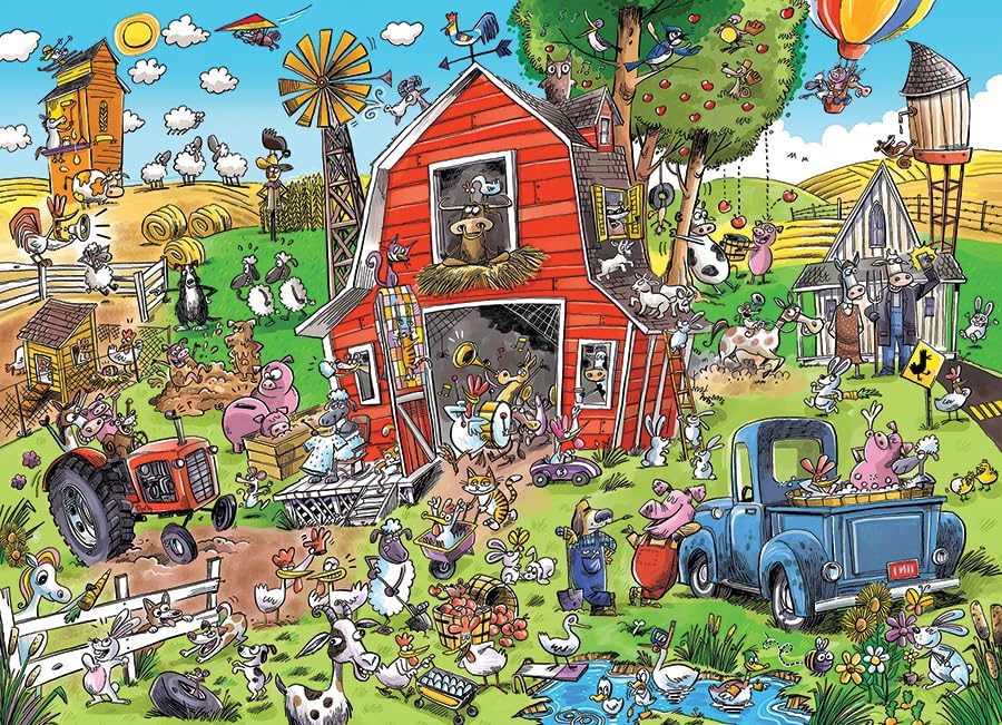 Miniatura 3 de Cobble Hill Family Piece's 350 Puzzle  Farmyard Folly  Póster de muestra incluido
