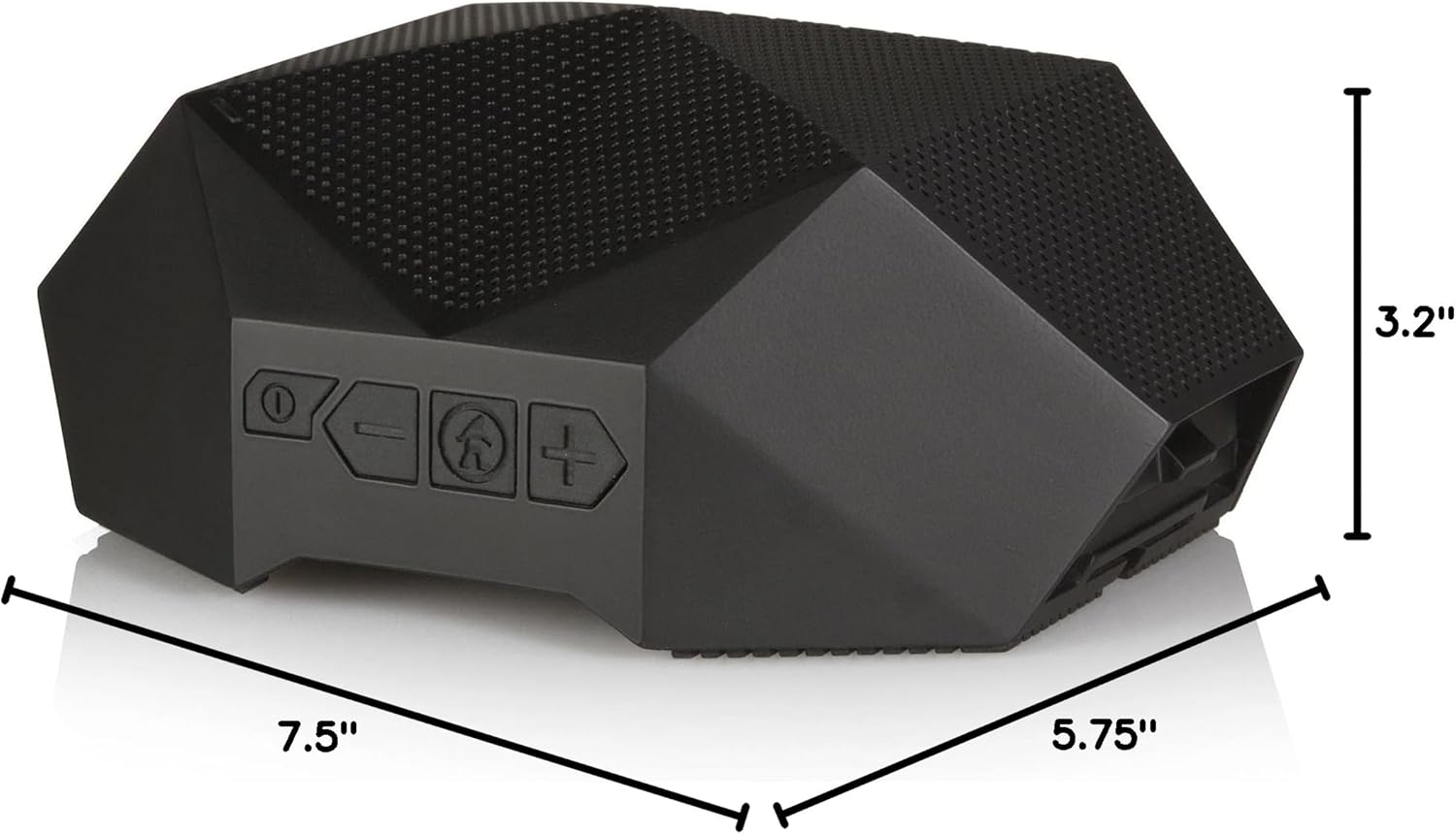Dimensions of the Turtle Shell 4.0 speaker: 7.5 inches deep, 5.75 inches wide, 3.2 inches high.