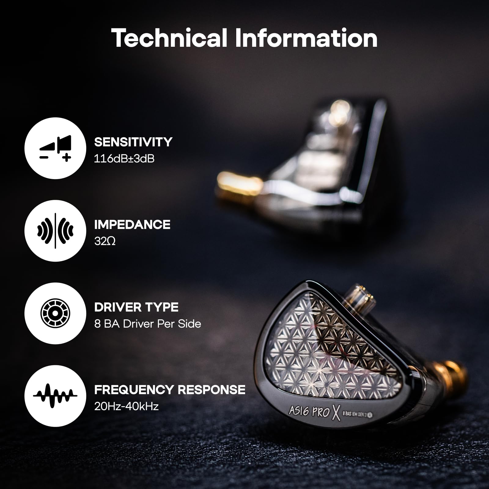KZ AS16 PRO X w monitorze dousznym, przewodowe słuchawki douszne 16BA HiFi, profesjonalne słuchawki IEM z precyzyjną elektroniczną zwrotnicą, błyszcząca konstrukcja przypominająca diamenty