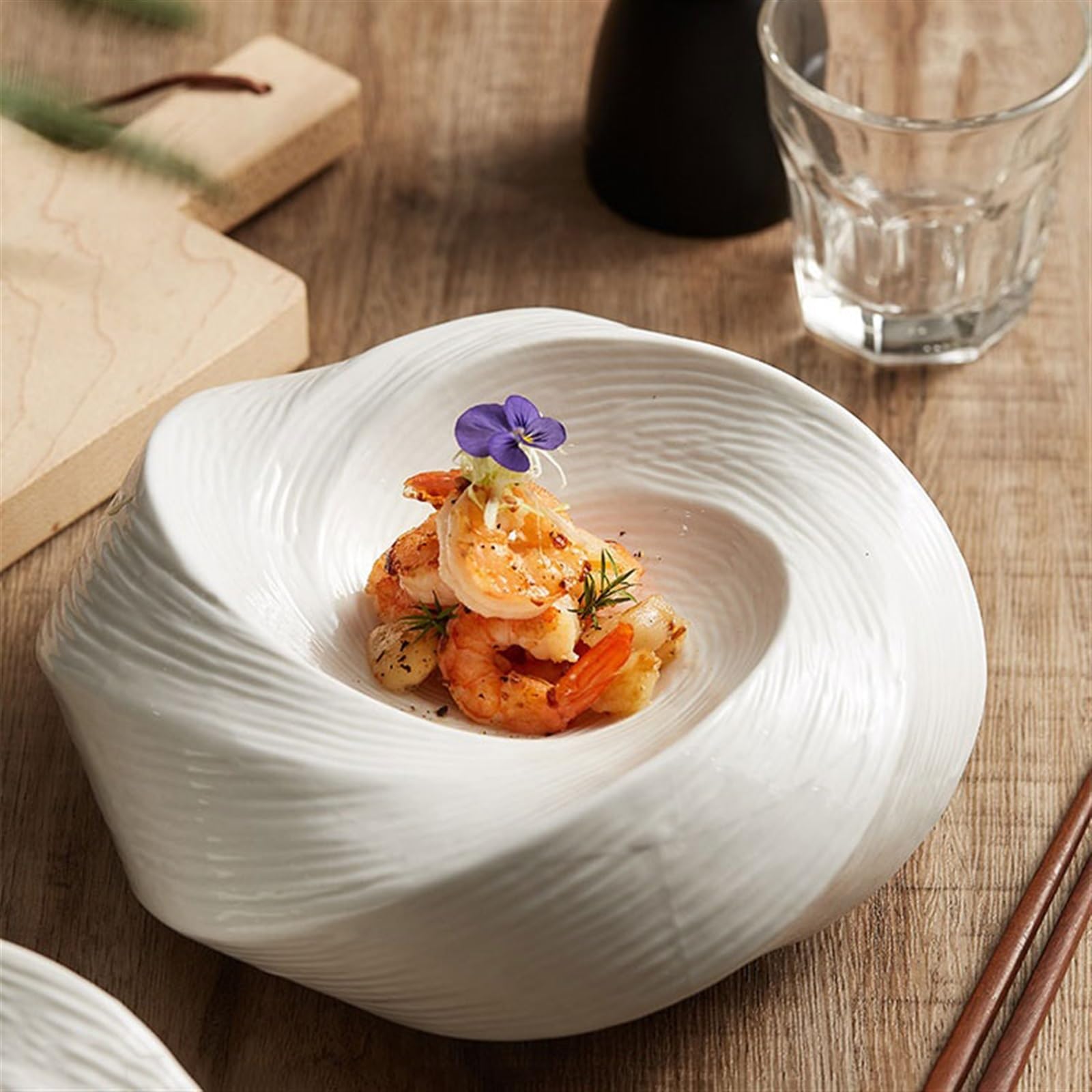 Można myć w zmywarce Specjalna zastawa stołowa do restauracji hotelowej, biały ceramiczny talerz kreatywny Premium Feeling, spersonalizowana kolacja do kuchni (duży)