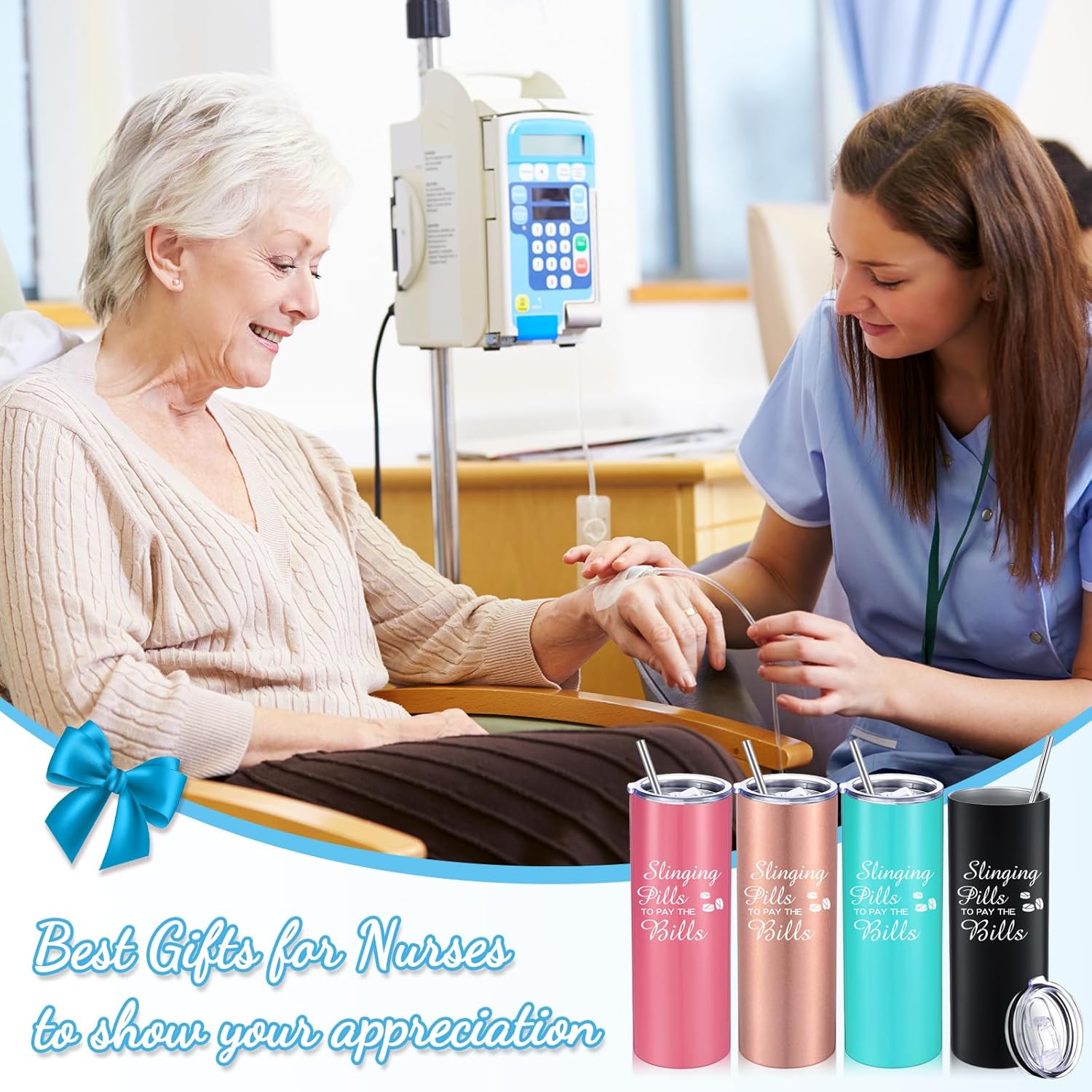 Yaomiao 4 Pcs Christmas Pharmacy Tumbler Nurse Pharmacy Technician Gifts Slinging Pills to Pay The Bills Tumbler Cup 20 oz Mug with Lid and Straw Christmas Birthday Gifts Graduation for Nursing - Image 4