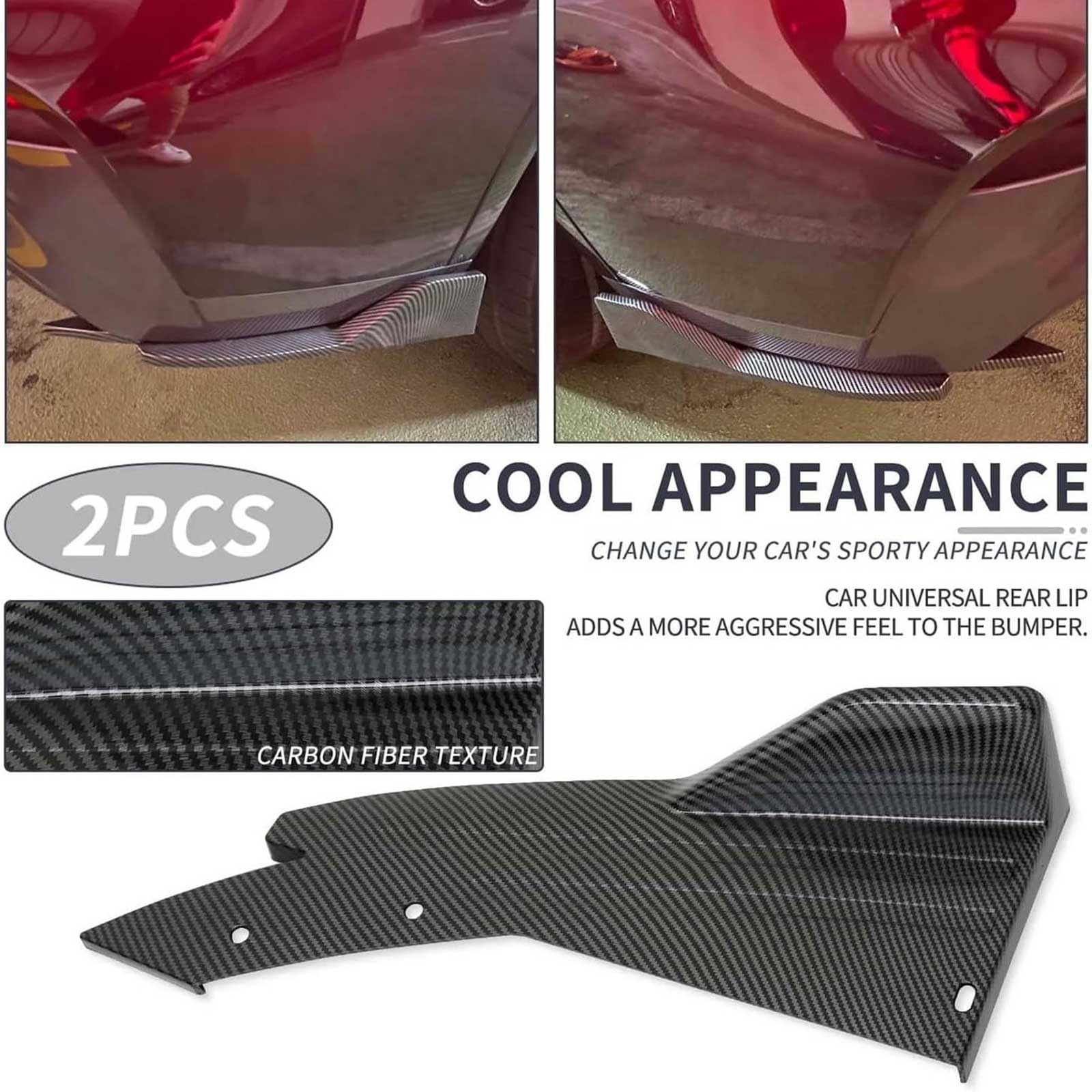 Diffusore per Paraurti Posteriore per Auto per Audi TT RS Coupe 8S 2019 2020 2021 2022 2023, 2 Pezzi Auto Posteriore Labbro Angolo Splitter Diffusore, Accessori Auto,Carbon Fiber Black