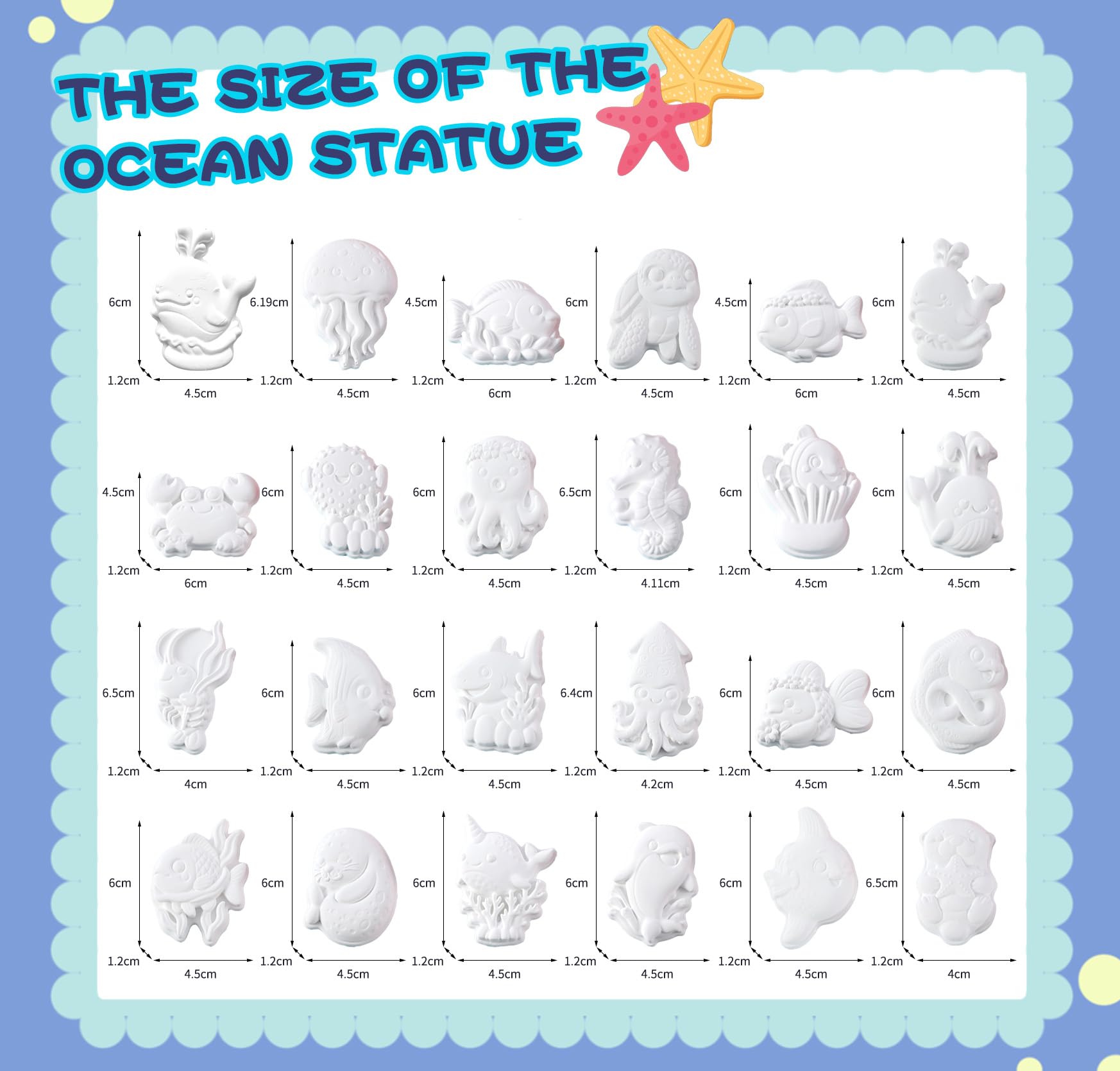 GloomGlo Underwater World - Kit per pittura in gesso, confezione da 8 pezzi, set fai da te con 24 statuine di animali marini, tavolozza di pennelli lavabili, regalo creativo fatto a mano per bambini