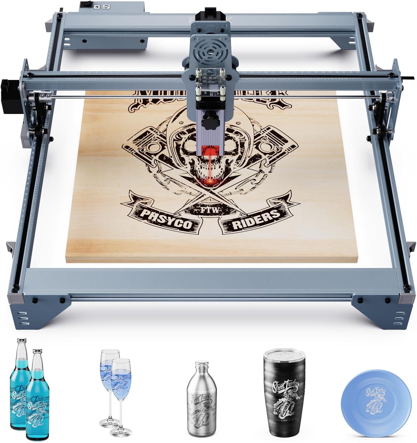 Engraver and Cut Machine, 5W DIY Engraving Machine, 0.06mm High Precision Cutter and Engraver with auto Sensor Switch Machine, 400x400mm, for Wood