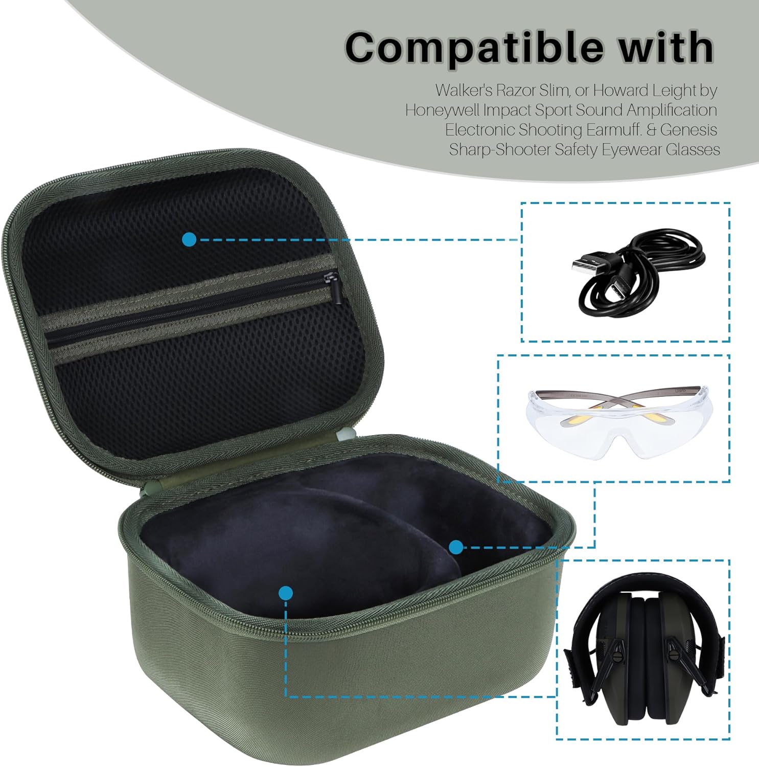 Storage Case Compatible with Walker's Razor Slim Shooting Hearing Protection Electronic Earmuffs
