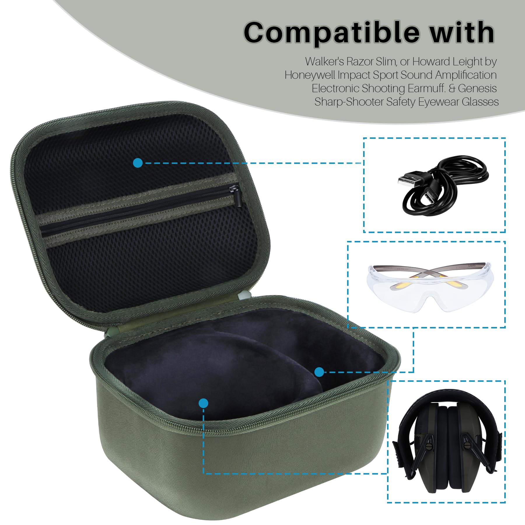 Duro Custodia Protettiva Compatibile con Walker's Paraorecchie elettroniche Razor Slim