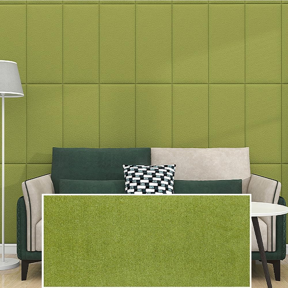 Plush Wall Stickers, Peel and Stick Upholstered Wall Panels Headboard, Anti Collision Wall Padding, Insulation Soundproof Wall Panel for Bedroom, Playroom,C,11.8x23.6in/30x60cm3PCS