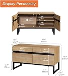 WAMPAT Moderne TV Pour les téléviseurs jusqu'à 50 de pouce, TV Console de centre de divertissement avec armoire de rangement, Consomme en bois pour le salon, Oak