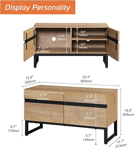 Miniatura 2 de WAMPAT Moderno soporte de TV para televisores de hasta 50 pulgadas, mesa consola central de entretenimiento de TV con gabinete de almacenamiento,