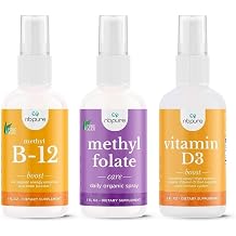 Pure Vegan nbpure Essential Vitamin Spray Bundle Organic Methyl B12, Vitamin D3 & Methylfolate B9 Natural Energy, Mood, Immunity & Nerve Support Easy-to-Use Liquid Spray for Women, Men & Kids