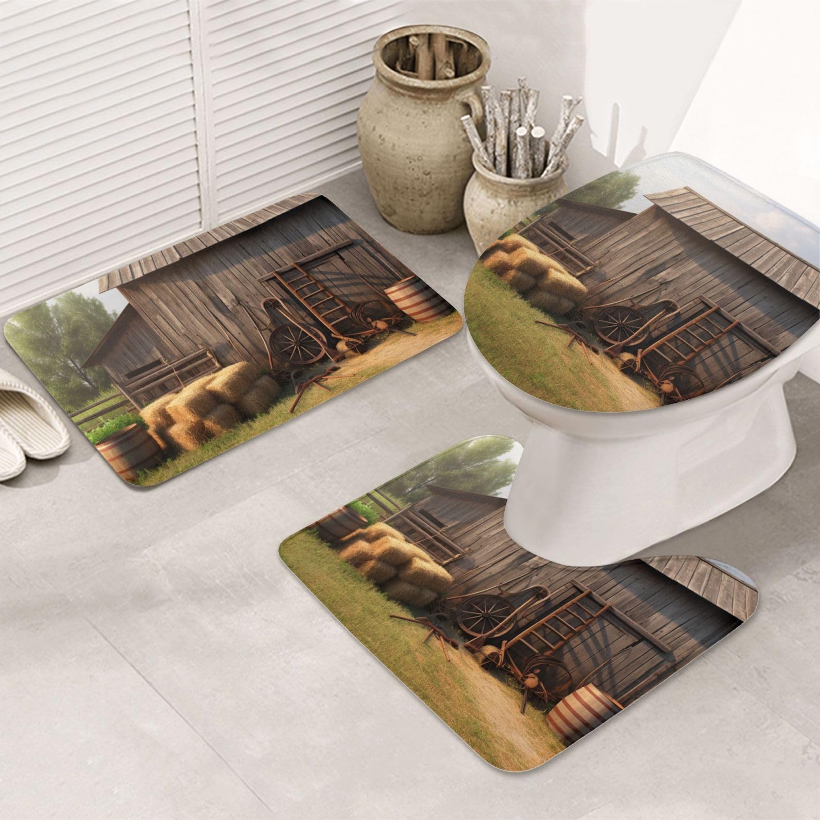 Tapis de bain antidérapant lot de 3 en flanelle absorbante pour sol de salle de bain sec
