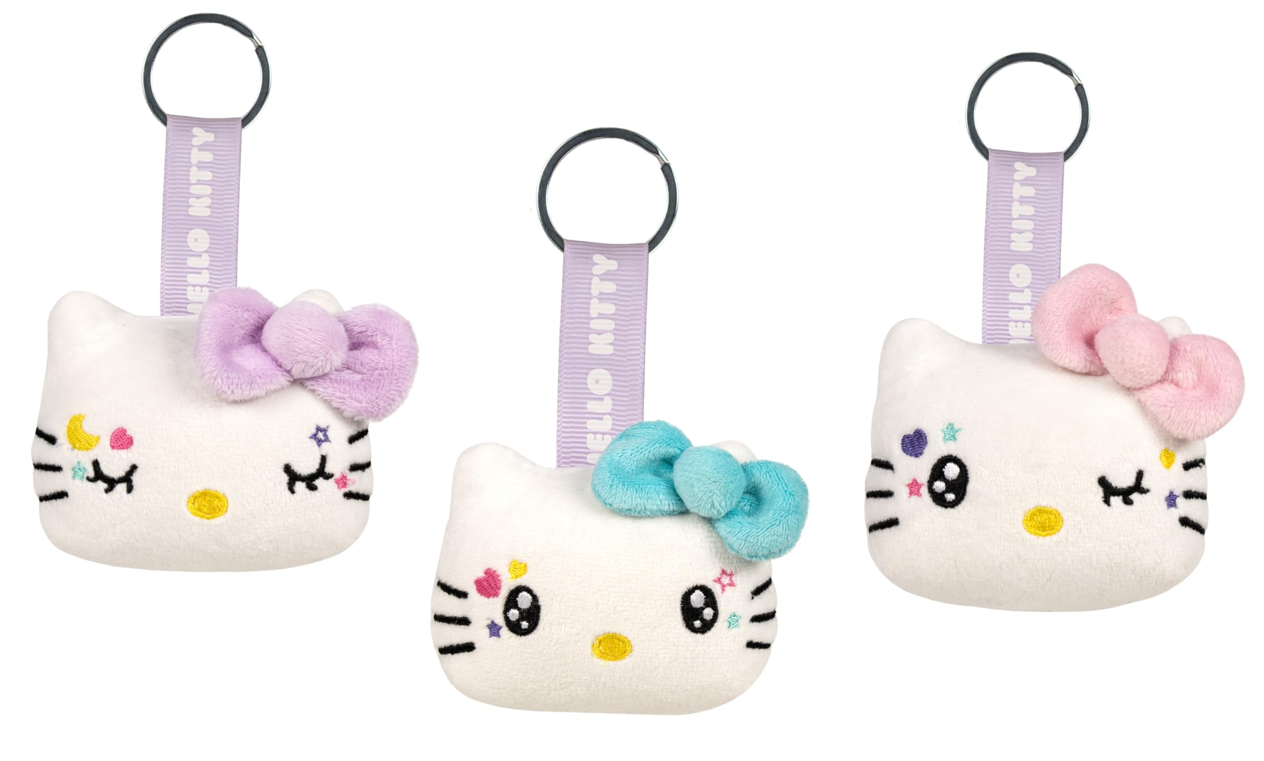 Grandi Giochi Hello Kitty Kawaii Keyring - Soft Hello Kitty Plush Keychain, 3 Different Pastel Colours Not Selectable, Gift Idea for Children and Enthusiasts From 10 Months
