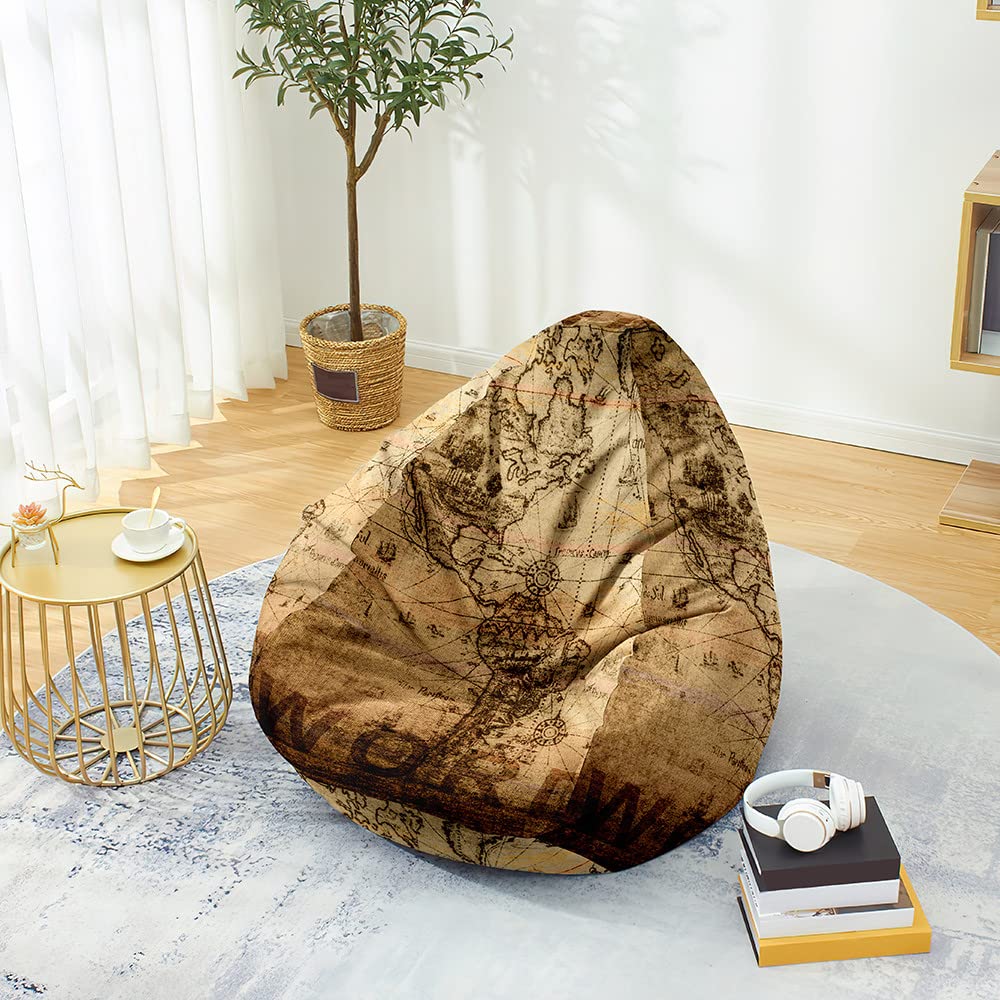 FANSU Copertura Per Poltrona A Sacco (solo Fodera) A Forma Di Cucciolo, 100x120 Cm, Verde, In Cotone E Lino, Con Zip, Per Adulti E Bambini, Riutilizzabile Anche Come Contenitore