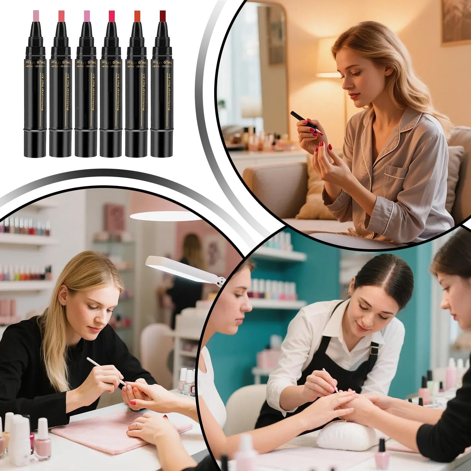 Pennarelli per unghie ad asciugatura rapida, 6 pezzi, strumenti per manicure durevoli, pennarelli per smalto gel, punta fine da 0,7 mm, impermeabili, senza lampada UV, per bambini, donne, adolescenti