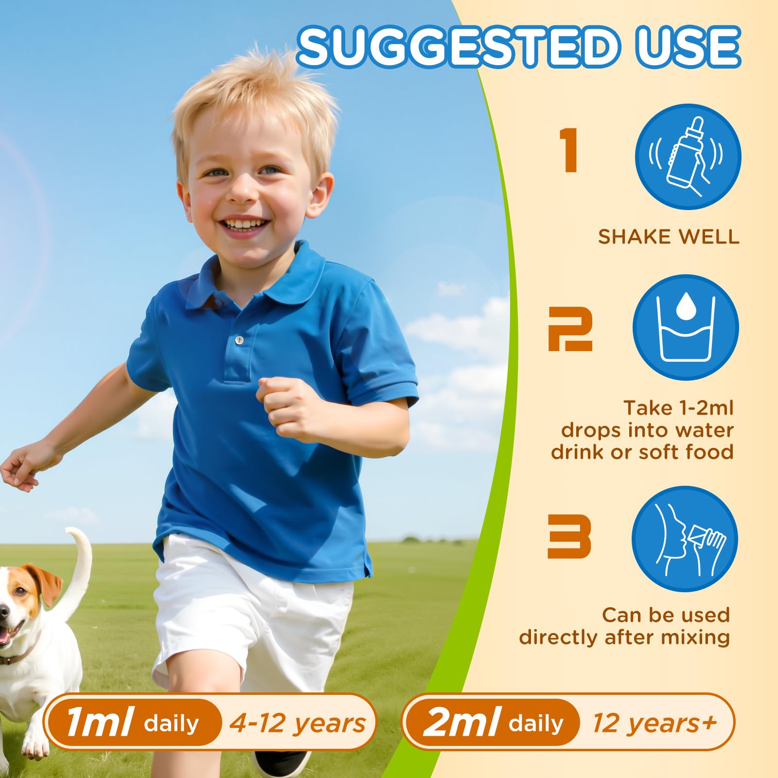 Vitamin D3 K2 Drops for Kids Liquid Supplement with Calcium, Omega 3, Zinc, Vitamin D3 K2 for Calcium Absorption Healthy Bones, Brain Development & Immune System, Non-GMO, Vegan, Orange Flavor 2 Fl Oz — Amazon image 5
