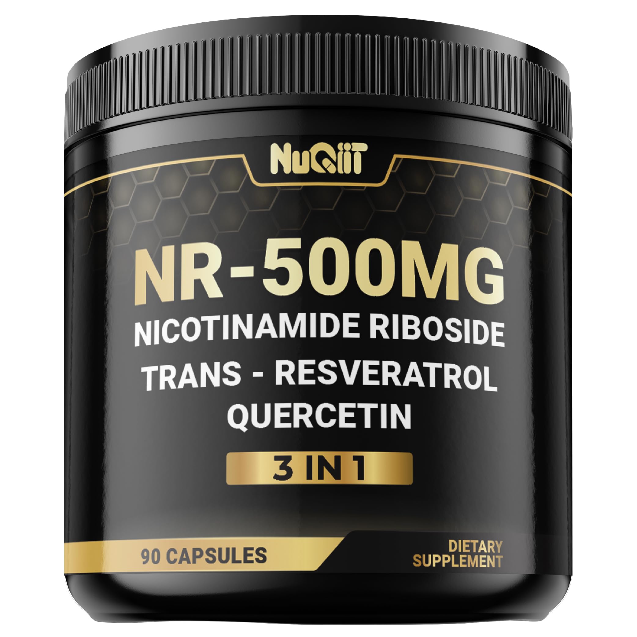 NAD+ Supplement with Nicotinamide Riboside, Resveratrol, Quercetin - 90 Count - 90 Days Supply