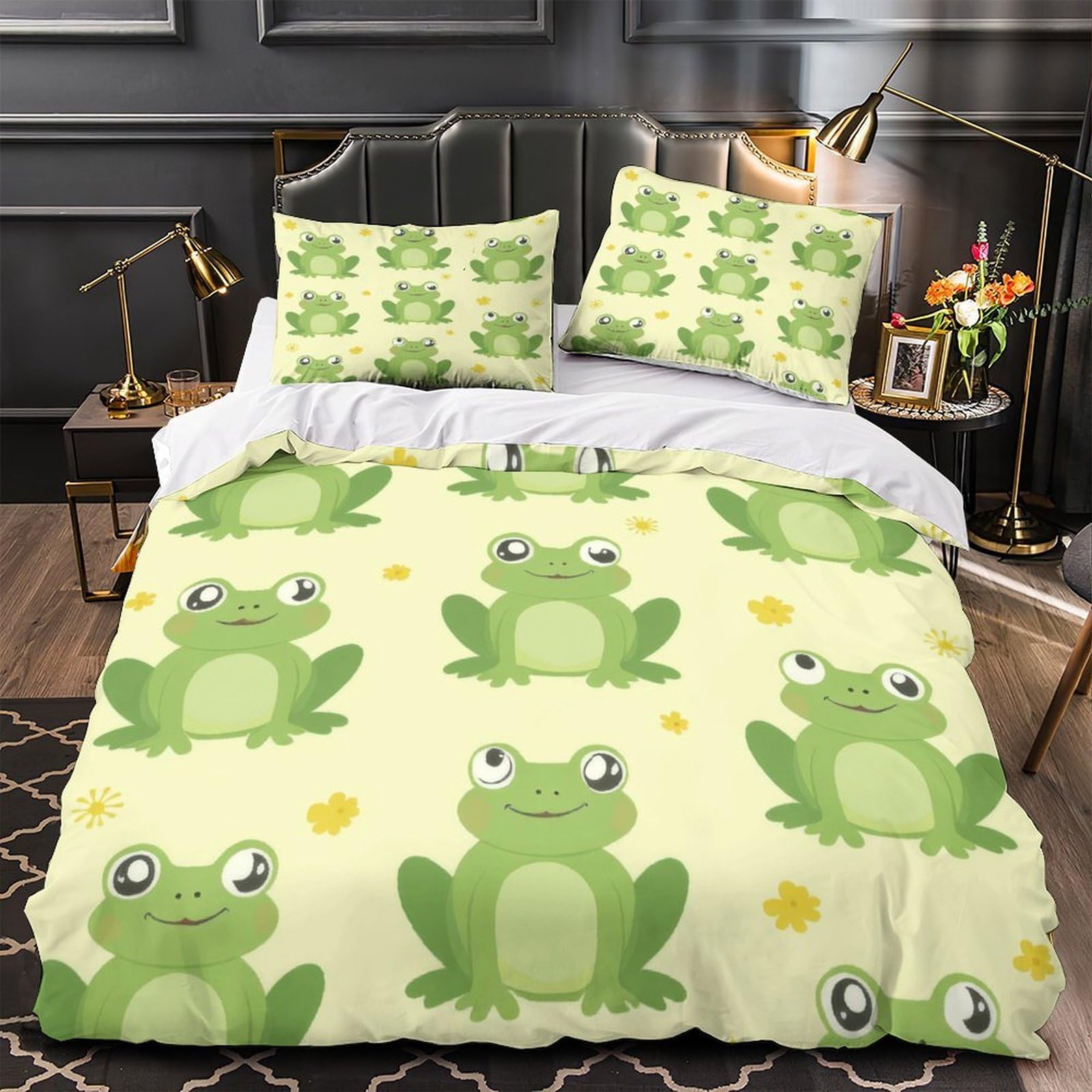 Housse de couette grenouilles 3D pour lit enfant microfibre