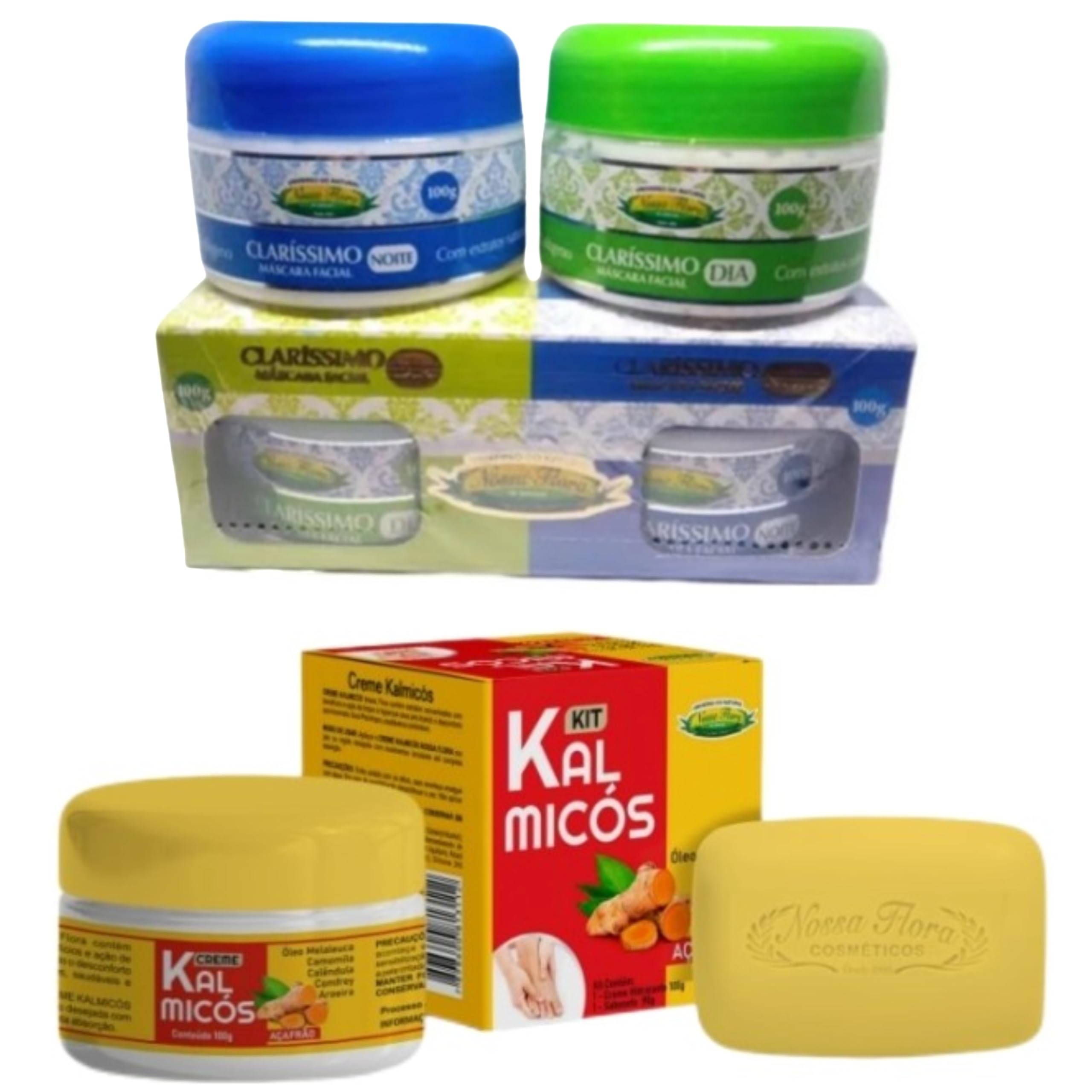 Kit Nossa Flora com 3 Cremes Clareador e Hidratante para Rosto e