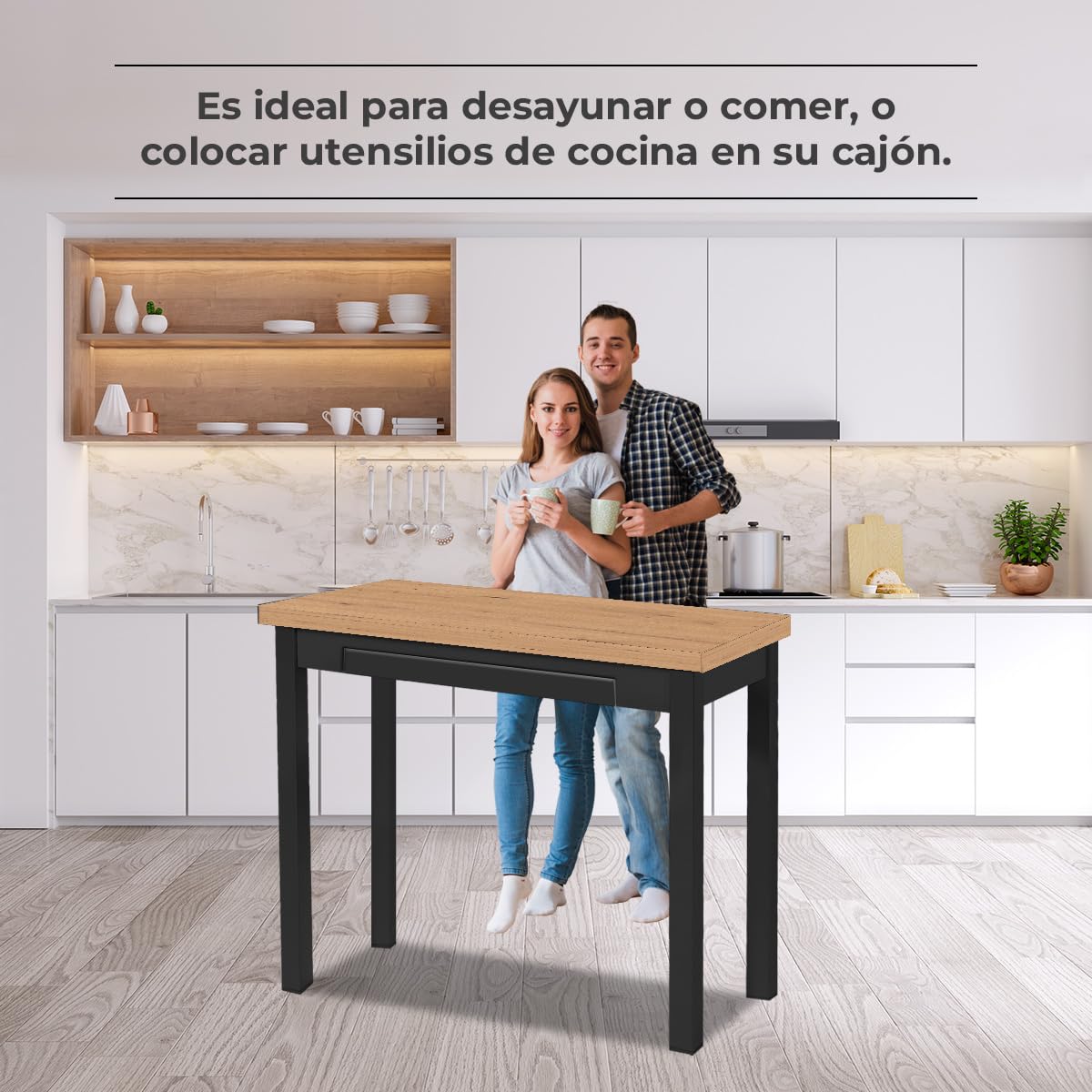 ASTIMESA Tavolo da Cucina a Libro, amazzone, 80 x 40 cm a 80 x 80 cm