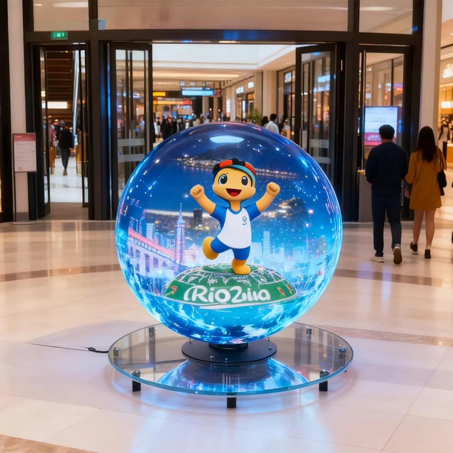3D Hologram Fan LED Holographic Display 360 Degree Rotating Advertising Projector Naked Eye Digital Signage for Sports Bar Pub Football Soccer Match Event Decor
