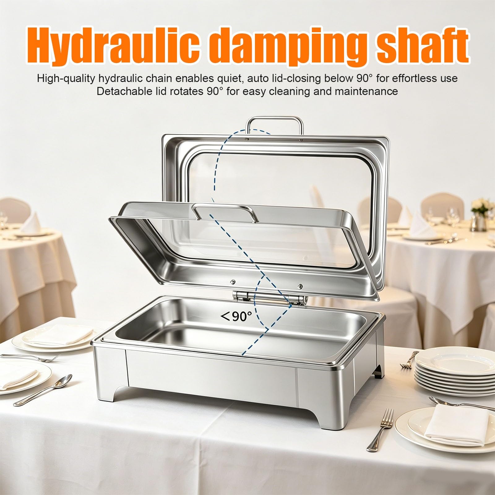 9L Chafing Dish, Elektrischer Buffetserver mit Temperaturregelung und Roll-Top, Perfect für Hochzeiten, Catering und große Events, Hält Speisen warm und einladend den ganzen Tag(Touch Temp Control)