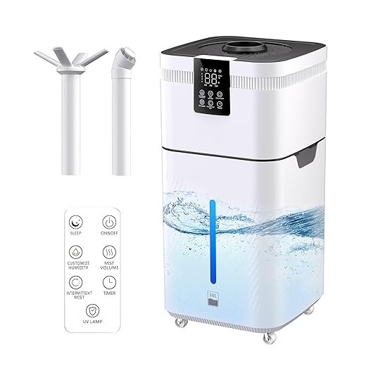 30L/7.93Gal Commercial Humidifier for Large Room 4200 sq ft, 3000mL/H Whole House Humidifiers with Supersized Cool Mist,Quiet Humidifiers for Bedroom, Home,Office, Plants, Warehouse