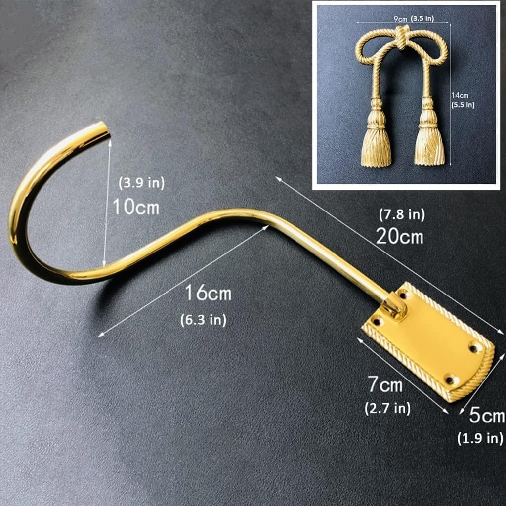 Curtain Hook Brass Twine Bow Decorative Curtain Holdbacks Curtain Tiebacks Drapery Hooks Wall Hooks for Curtains, size
